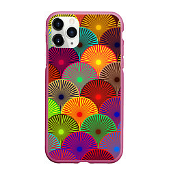 Чехол iPhone 11 Pro матовый Multicolored circles, цвет: 3D-малиновый