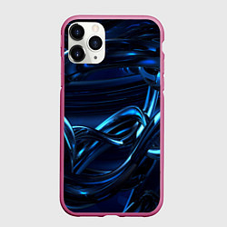 Чехол iPhone 11 Pro матовый Фрактальный узор волны, цвет: 3D-малиновый