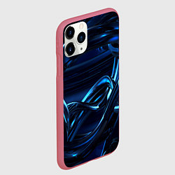 Чехол iPhone 11 Pro матовый Фрактальный узор волны, цвет: 3D-малиновый — фото 2