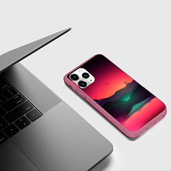 Чехол iPhone 11 Pro матовый Неоновая природа, цвет: 3D-малиновый — фото 2