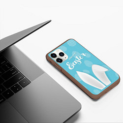 Чехол iPhone 11 Pro матовый Счастливый пасхальный кролик, цвет: 3D-коричневый — фото 2