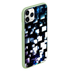Чехол iPhone 11 Pro матовый Неоновые кубы абстракция, цвет: 3D-салатовый — фото 2