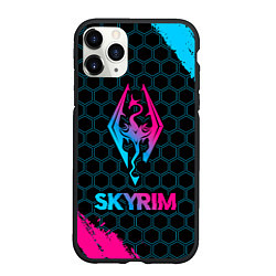 Чехол iPhone 11 Pro матовый Skyrim - neon gradient