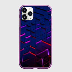 Чехол iPhone 11 Pro матовый Неоновые треугольники с подсветкой