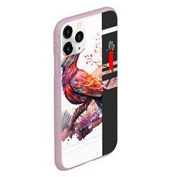 Чехол iPhone 11 Pro матовый Птичка на ветке, цвет: 3D-розовый — фото 2