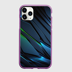 Чехол iPhone 11 Pro матовый Разломленные плиты со светом, цвет: 3D-фиолетовый