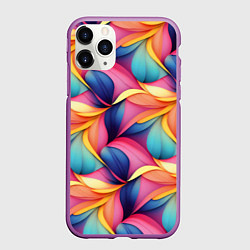 Чехол iPhone 11 Pro матовый Абстрактные цветы в узоре