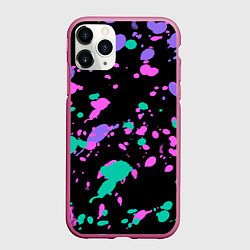 Чехол iPhone 11 Pro матовый Неоновые цвета брызги краски, цвет: 3D-малиновый