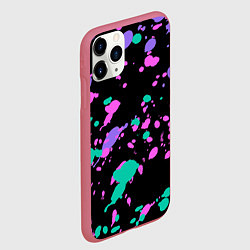 Чехол iPhone 11 Pro матовый Неоновые цвета брызги краски, цвет: 3D-малиновый — фото 2