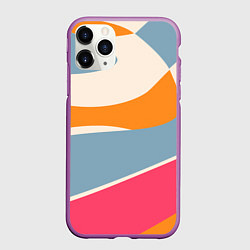 Чехол iPhone 11 Pro матовый Разноцветная абстракция в стиле модерн, цвет: 3D-фиолетовый