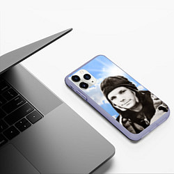 Чехол iPhone 11 Pro матовый Летчик космонавт Юра Гагарин, цвет: 3D-светло-сиреневый — фото 2