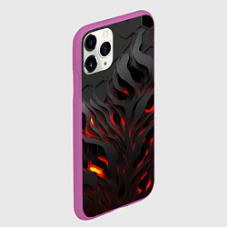 Чехол iPhone 11 Pro матовый Объемное черное пламя, цвет: 3D-фиолетовый — фото 2