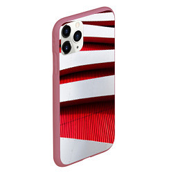 Чехол iPhone 11 Pro матовый Два слоя металла - красный и белый, цвет: 3D-малиновый — фото 2