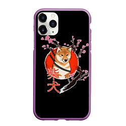 Чехол iPhone 11 Pro матовый Сиба ину самурай, цвет: 3D-фиолетовый