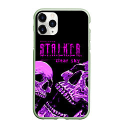 Чехол iPhone 11 Pro матовый Stalker skull, цвет: 3D-салатовый