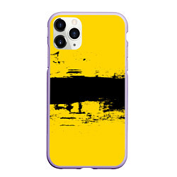 Чехол iPhone 11 Pro матовый Черно-желтая полоса Cyberpunk 2077