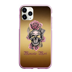 Чехол iPhone 11 Pro матовый Череп в пыльно-розовых цветах, цвет: 3D-розовый