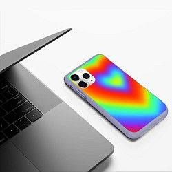 Чехол iPhone 11 Pro матовый Сердце - радужный градиент, цвет: 3D-светло-сиреневый — фото 2