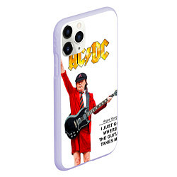 Чехол iPhone 11 Pro матовый Ангус Янг рок группа ACDC, цвет: 3D-светло-сиреневый — фото 2
