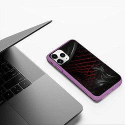 Чехол iPhone 11 Pro матовый Плиты с красной сеткой, цвет: 3D-фиолетовый — фото 2
