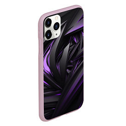 Чехол iPhone 11 Pro матовый Черно-фиолетовые объекты, цвет: 3D-розовый — фото 2