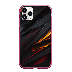 Чехол iPhone 11 Pro матовый Объемные темные пластины, цвет: 3D-малиновый