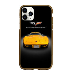 Чехол iPhone 11 Pro матовый Американский маслкар Chevrolet Corvette Stingray, цвет: 3D-коричневый
