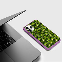 Чехол iPhone 11 Pro матовый Сочная текстура из мелкого киви, цвет: 3D-фиолетовый — фото 2