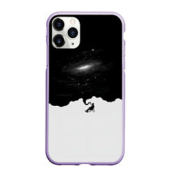Чехол iPhone 11 Pro матовый Черно-белая галактика, цвет: 3D-светло-сиреневый