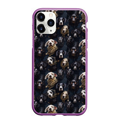 Чехол iPhone 11 Pro матовый Паттерн из собак, цвет: 3D-фиолетовый