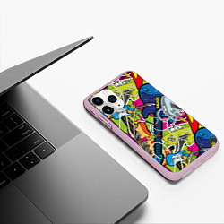 Чехол iPhone 11 Pro матовый Guitars - pop art pattern, цвет: 3D-розовый — фото 2