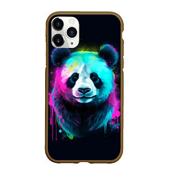 Чехол iPhone 11 Pro матовый Панда в неоновых красках, цвет: 3D-коричневый