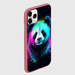 Чехол iPhone 11 Pro матовый Панда в неоновых красках, цвет: 3D-малиновый — фото 2