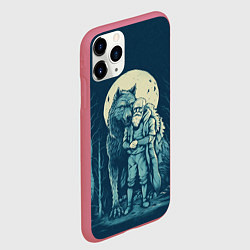 Чехол iPhone 11 Pro матовый Старик с волком, цвет: 3D-малиновый — фото 2