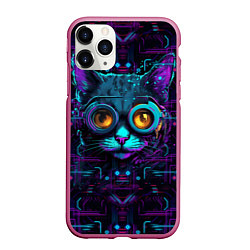 Чехол iPhone 11 Pro матовый Cat - cyberpunk style