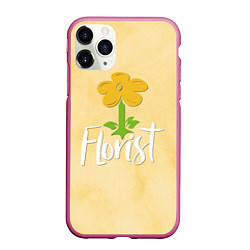 Чехол iPhone 11 Pro матовый Florist with a flower, цвет: 3D-малиновый