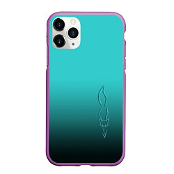 Чехол iPhone 11 Pro матовый Силуэт лисы на градиентном фоне, цвет: 3D-фиолетовый