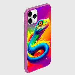 Чехол iPhone 11 Pro матовый Змейка в красках, цвет: 3D-фиолетовый — фото 2