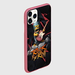 Чехол iPhone 11 Pro матовый Rocknroll simpsons, цвет: 3D-малиновый — фото 2