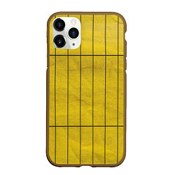 Чехол iPhone 11 Pro матовый Жёлтый фон и чёрные параллельные линии, цвет: 3D-коричневый