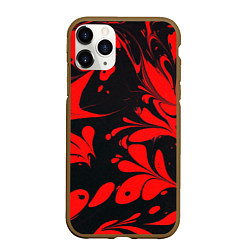 Чехол iPhone 11 Pro матовый Красно-черный узор