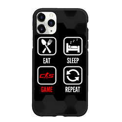 Чехол iPhone 11 Pro матовый Eat, sleep, Counter-Strike 2, repeat