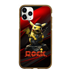Чехол iPhone 11 Pro матовый Pikachu Rock style, цвет: 3D-коричневый