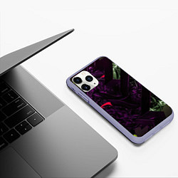 Чехол iPhone 11 Pro матовый Фиолетовая текстура с зелеными вставками, цвет: 3D-светло-сиреневый — фото 2