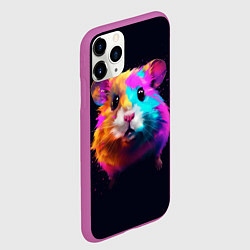Чехол iPhone 11 Pro матовый Хомяк в неоновых красках, цвет: 3D-фиолетовый — фото 2