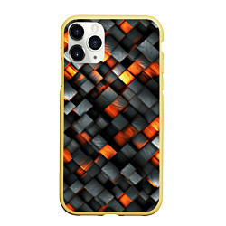 Чехол iPhone 11 Pro матовый Раскаленные блоки паттерн, цвет: 3D-желтый