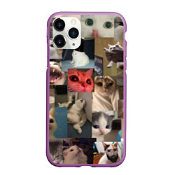 Чехол iPhone 11 Pro матовый Мемные котики, цвет: 3D-фиолетовый