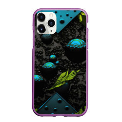 Чехол iPhone 11 Pro матовый Зеленые абстрактные листья