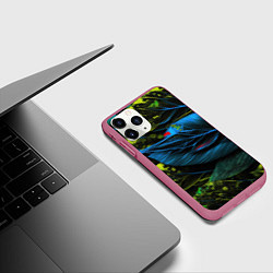 Чехол iPhone 11 Pro матовый Синий лист абстракция, цвет: 3D-малиновый — фото 2