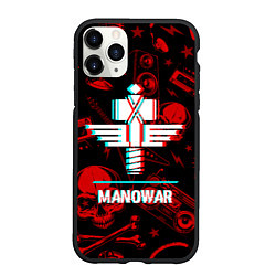 Чехол iPhone 11 Pro матовый Manowar rock glitch